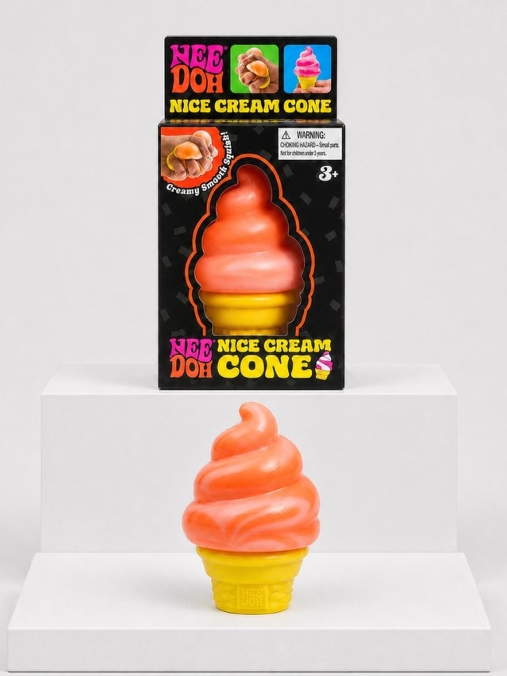 NeeDoh Nice Cream Cone Orange Viral Squeeze Squishy Fidget Toy - Picture 2 of 3